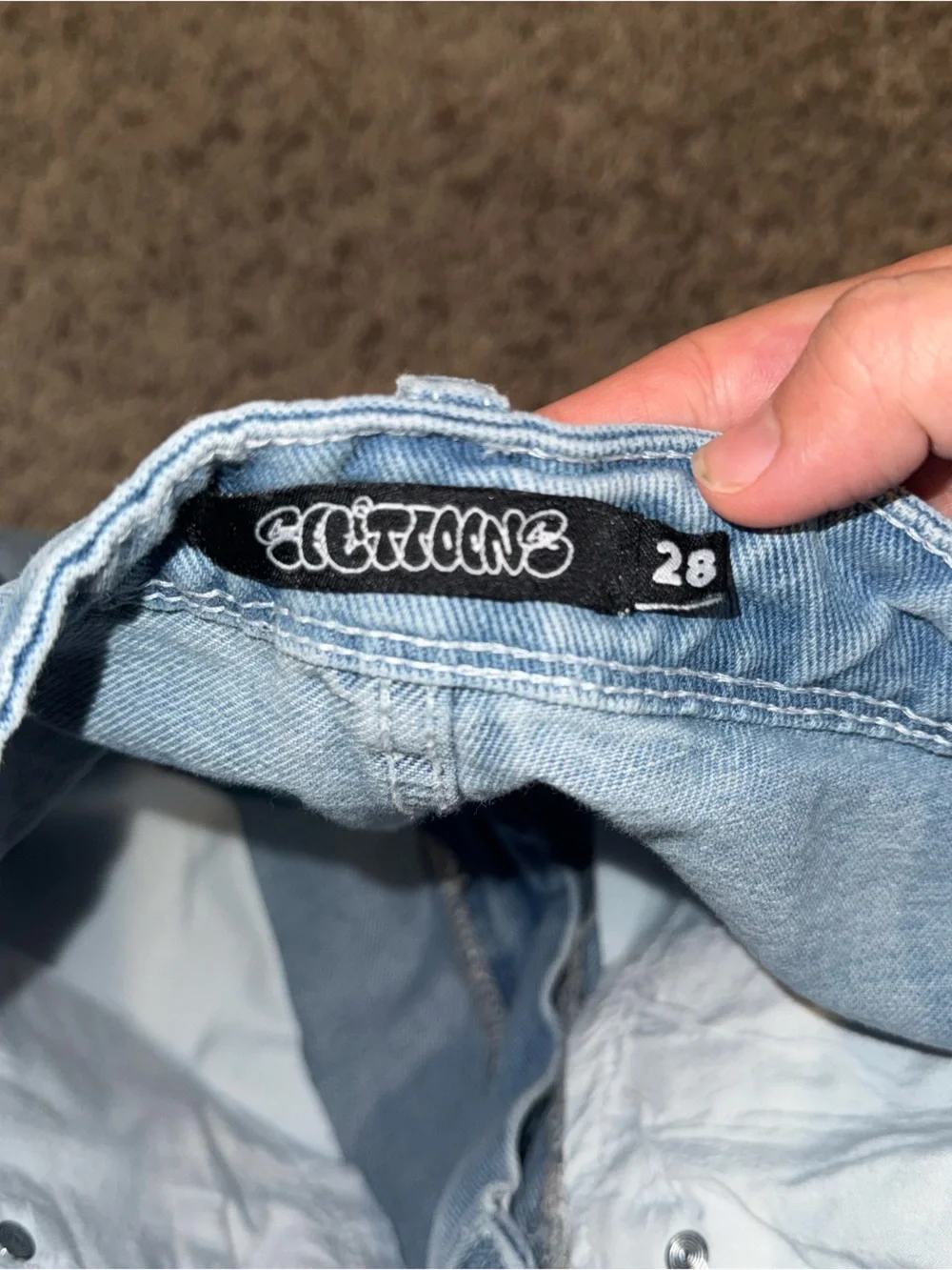 Splittoons Blue Bird Denim Light Wash Embroidered Baggy Jeans Streetwear Size 28